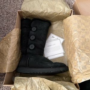UGG Black Suede Button Boots